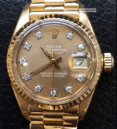 rolex damenuhr gold brillanten alt|rolex lady datejust 26 mm.